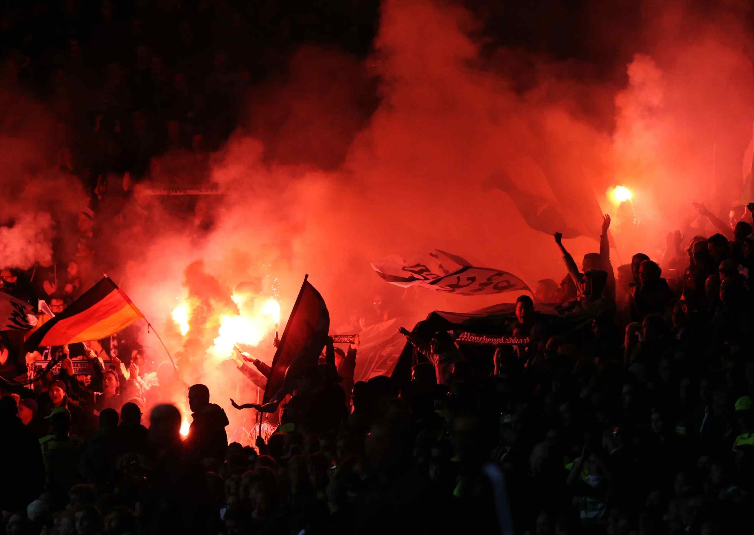 Soccer fans cheering